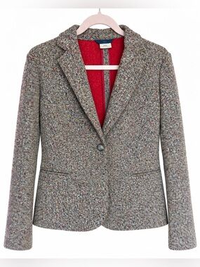 Blue Les Copains Wool Silk Flecked Tweed Blazer IT 46